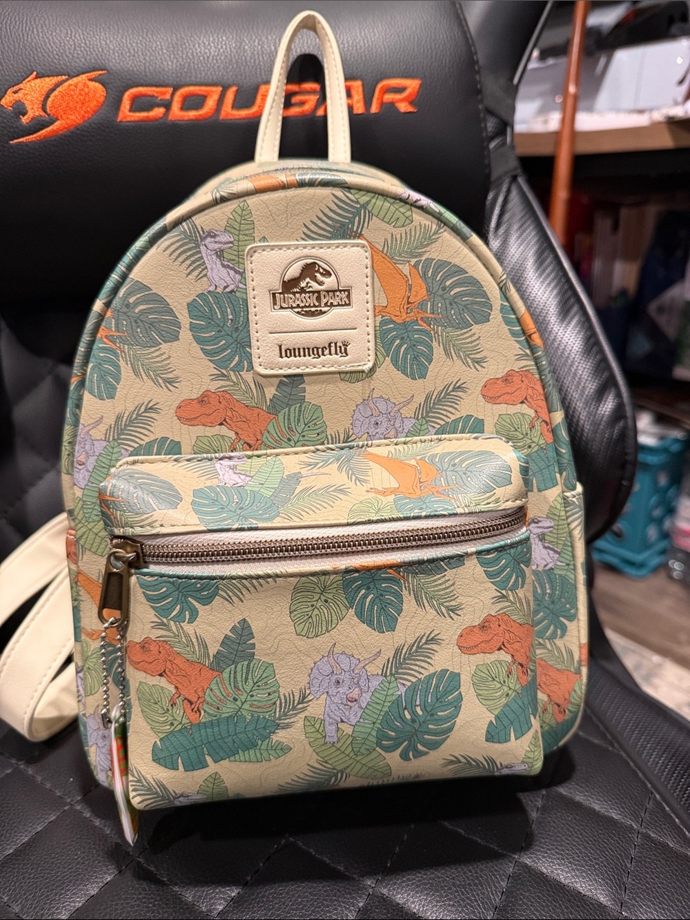 Loungefly Jurassic Park Mini Backpack - Cream, Green, Orange, Purple
